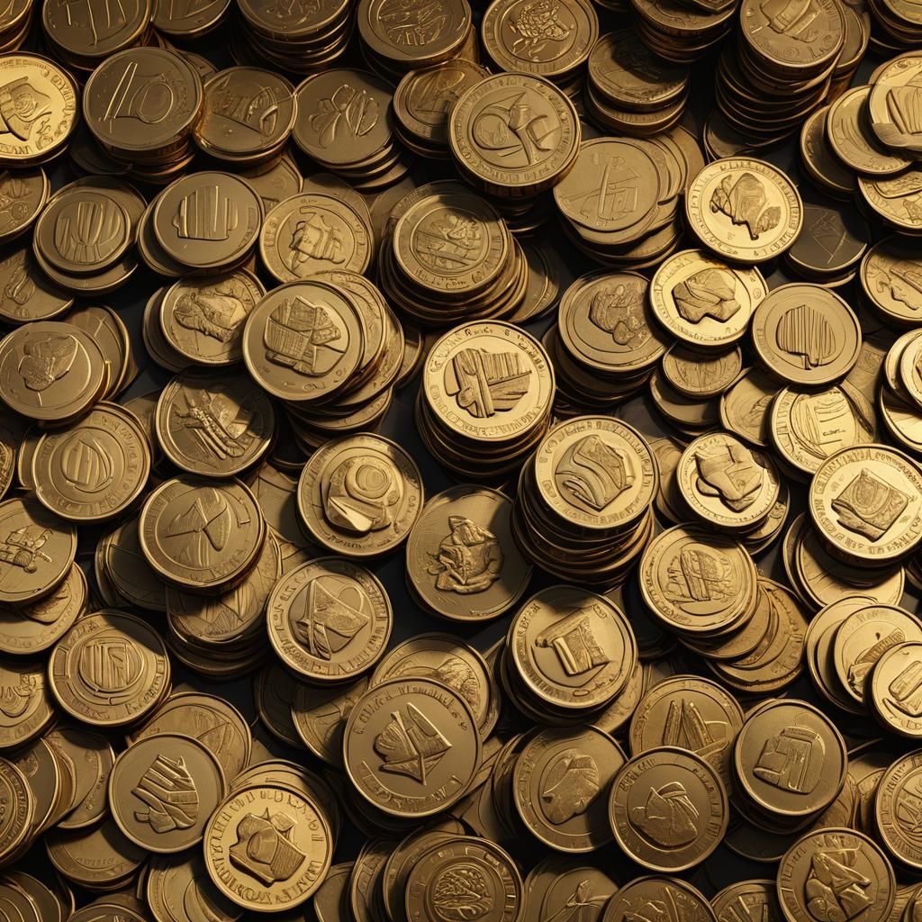 Hyperrealistic Stack of Gold Coins Concept Art