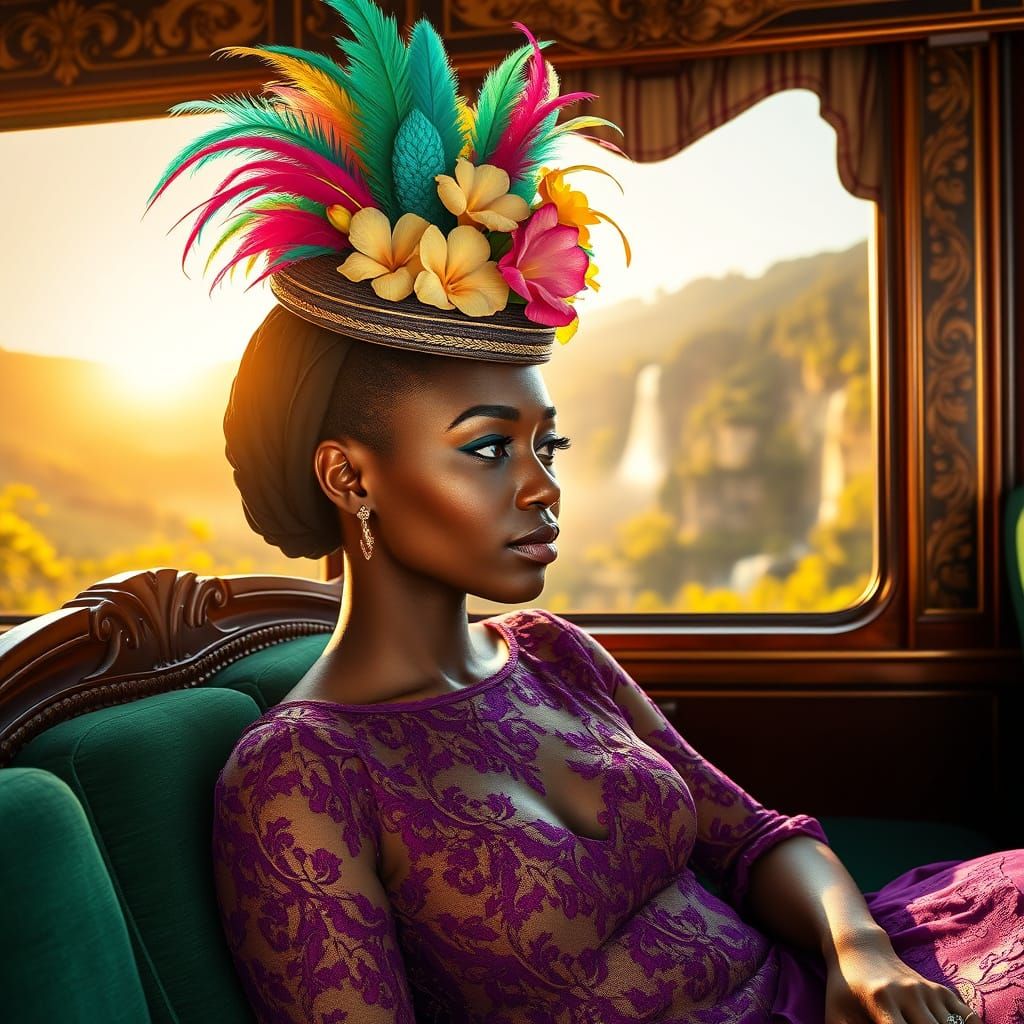 Elegant Black Woman in Opulent Setting, Inspired by Master A...