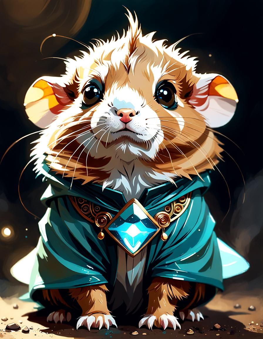 Adorable Hamster Sphinx Digital Painting