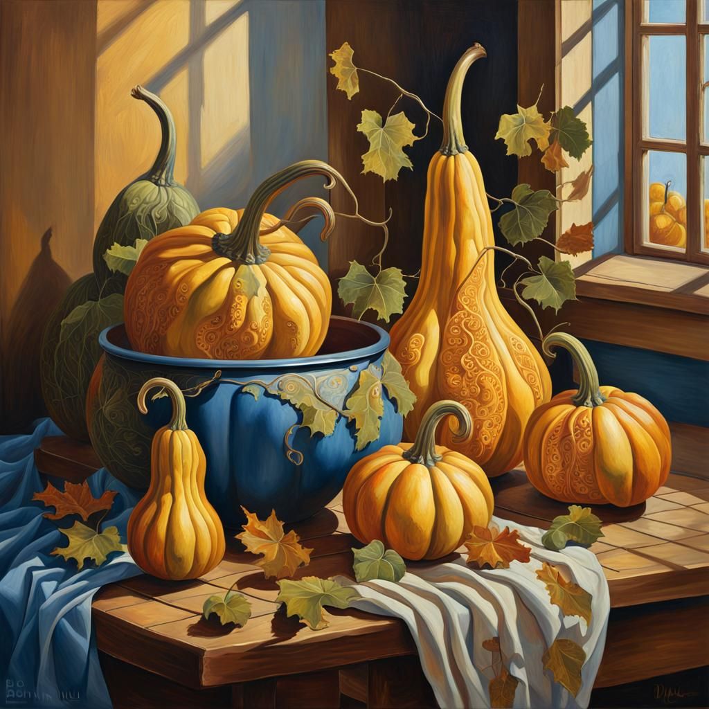 Gourds Still-Life in the Style of Old Masters