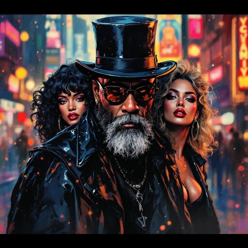 1990s New York Scene in Gouache Style