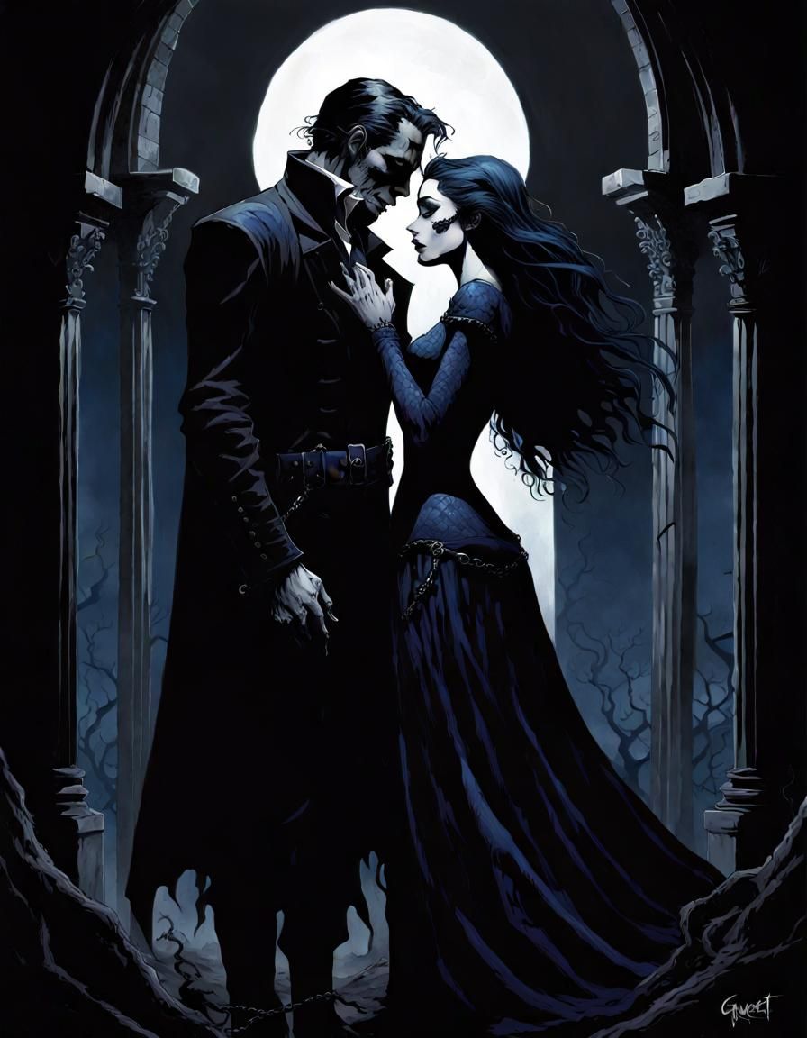 Gothic Noir: Dark Lovers in Mixed Media