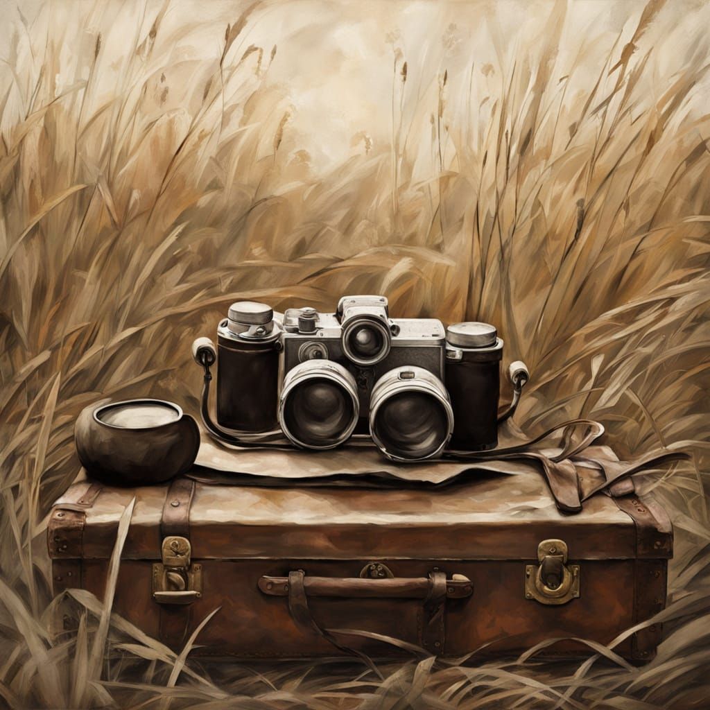 Vintage Field Journal and Binoculars in Soft Afternoon Light