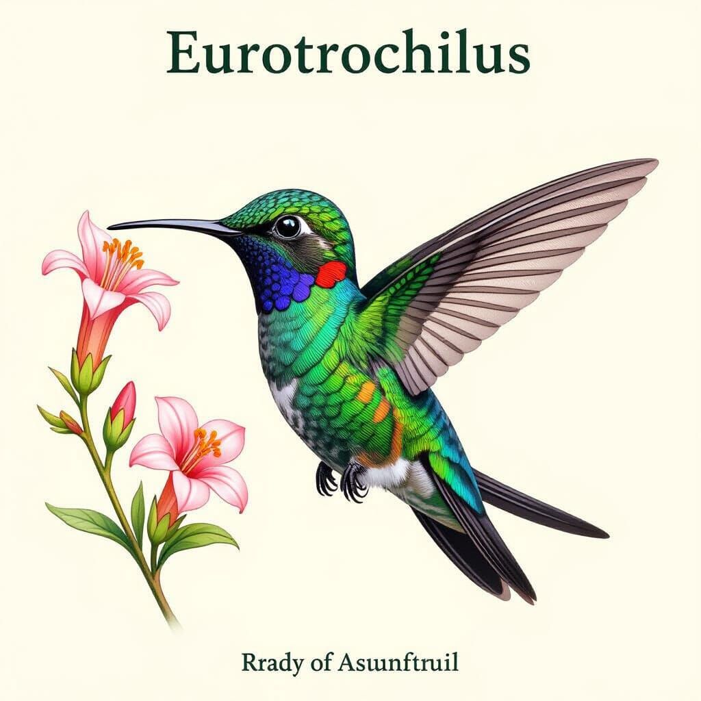 Extinct Eurotrochilus Hummingbird with Iridescent Plumage