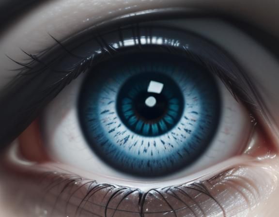 Close-up of an eye with a faint skull pattern on the edge of the iris. hyperdetailed macro photography 8k resolution con...