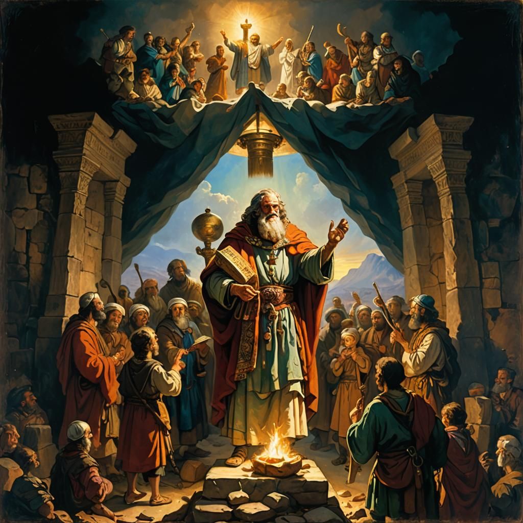 Moses Leads Hebrews: Rembrandt-Style Biblical Scene