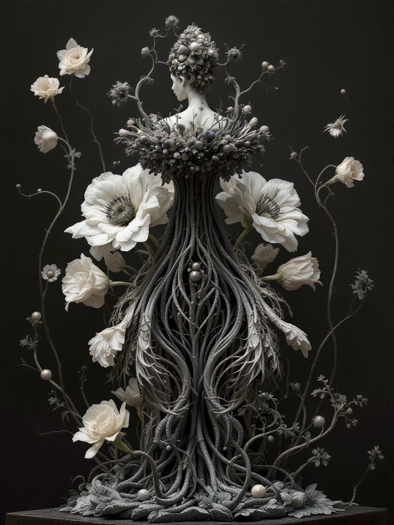 Dark Velvet Passion Flower Diorama in 3D Collage