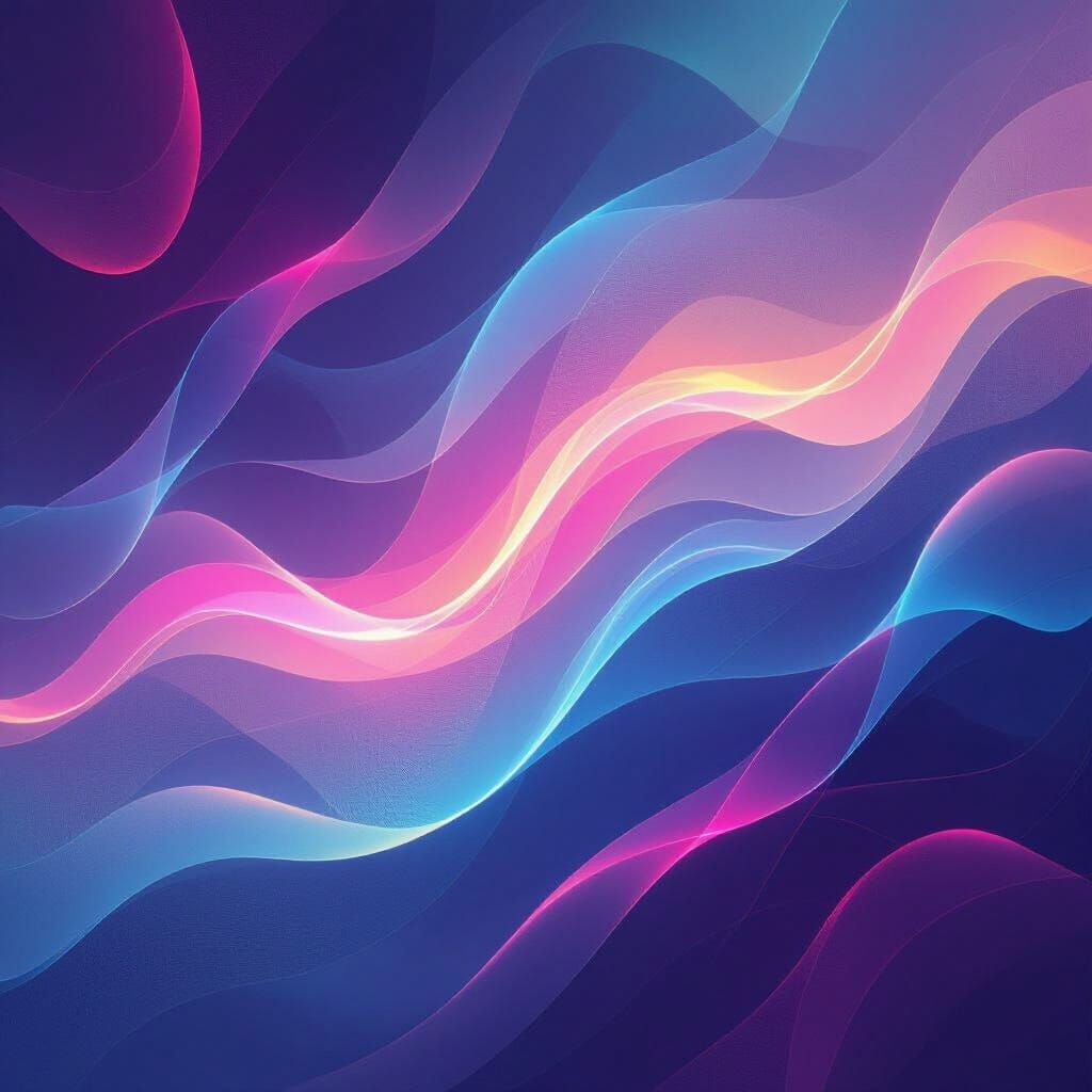 Vibrant Abstract Digital Art with Neon Geometric Shapes