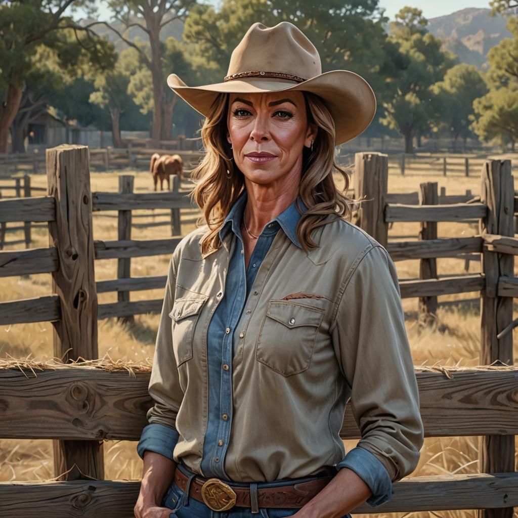 Detailed Portrait of a Woman in Cowboy Hat