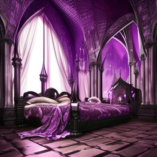 Black and purple gothic bed