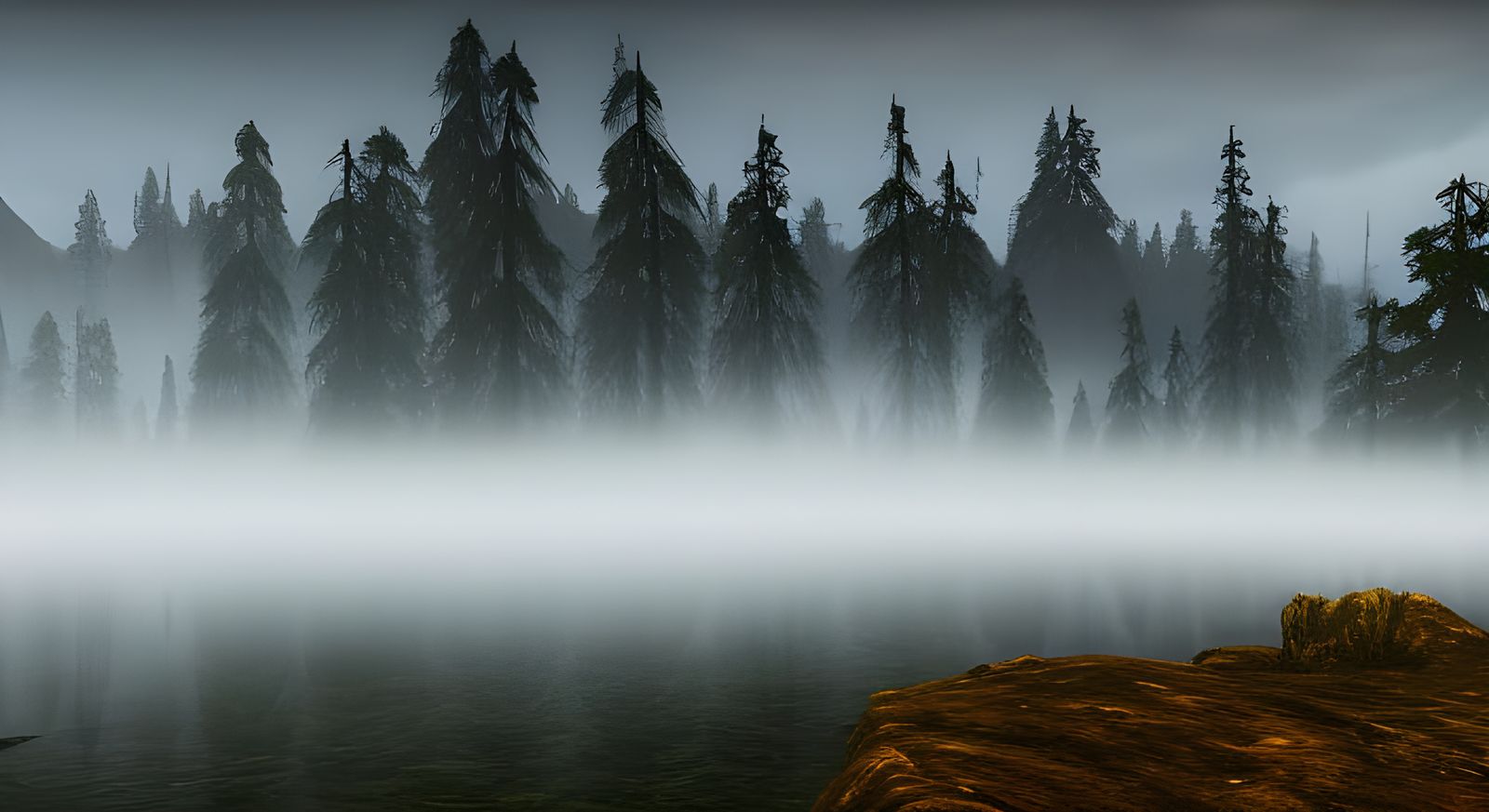 Atmospheric Foggy Morning Landscape