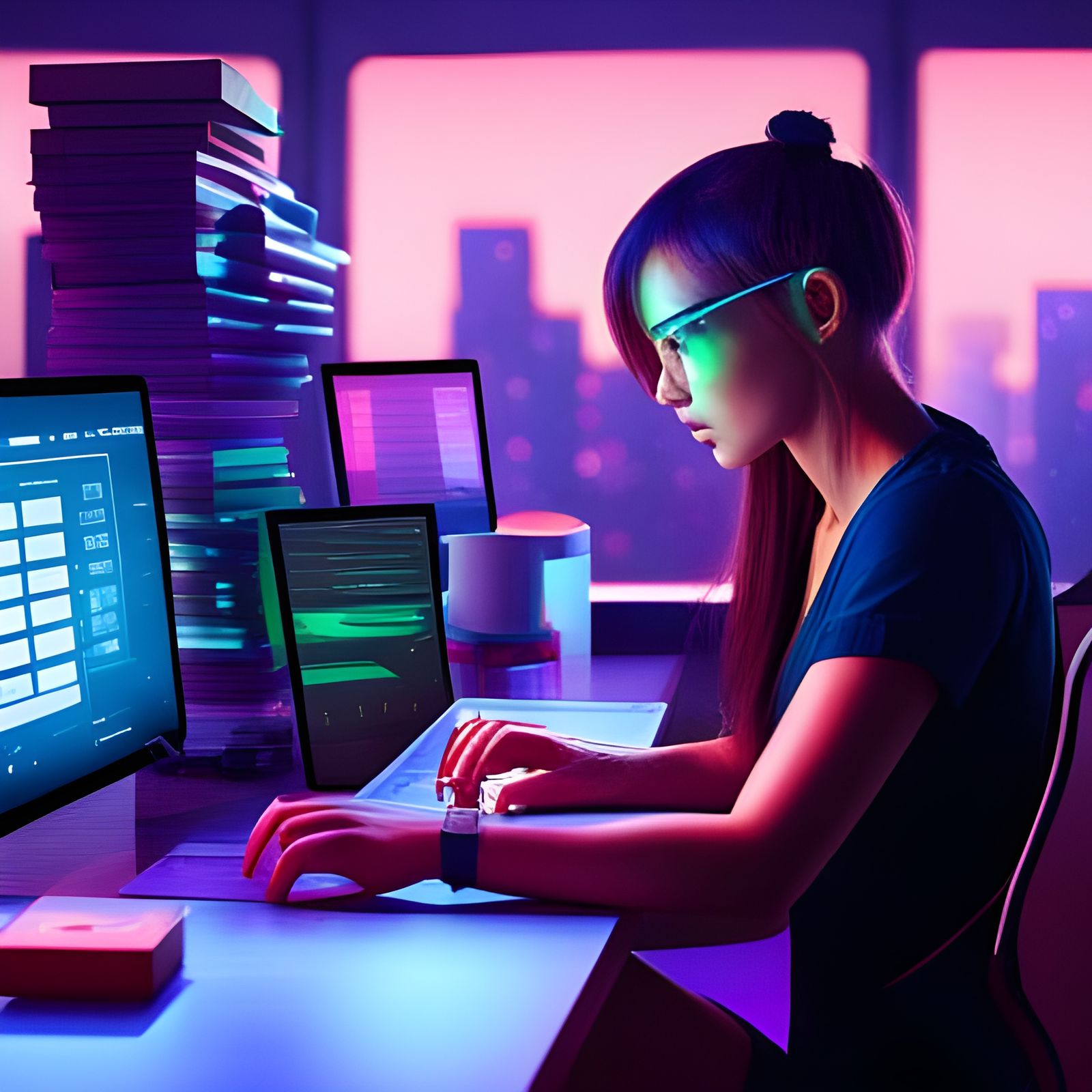 Cyberpunk Student Timetable on Digital Interface