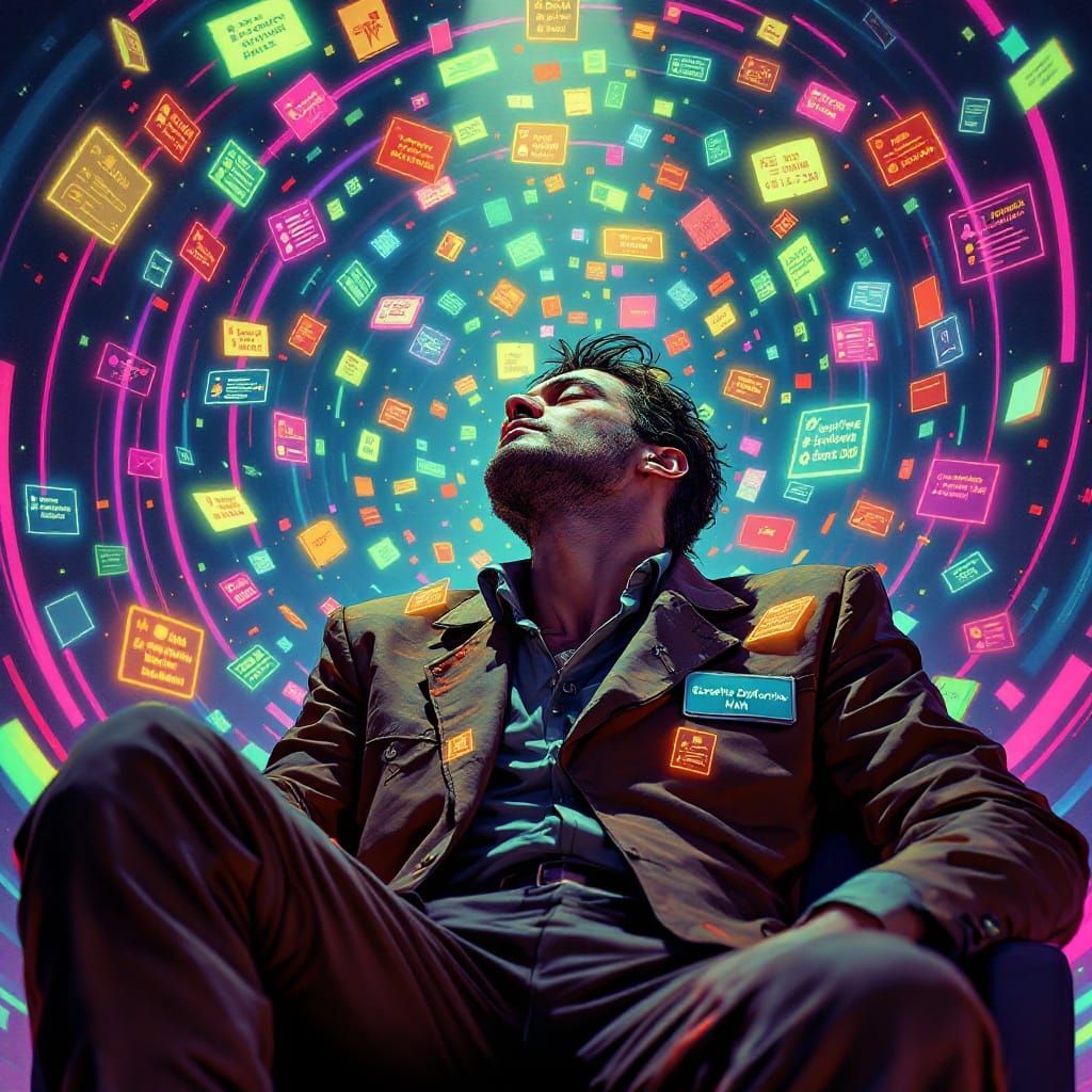 Surreal Portrait of Executive Dysfunction in a Futuristic Ut...