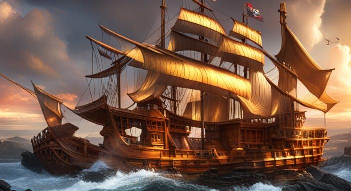 Panda Pirate Ship on the High Seas