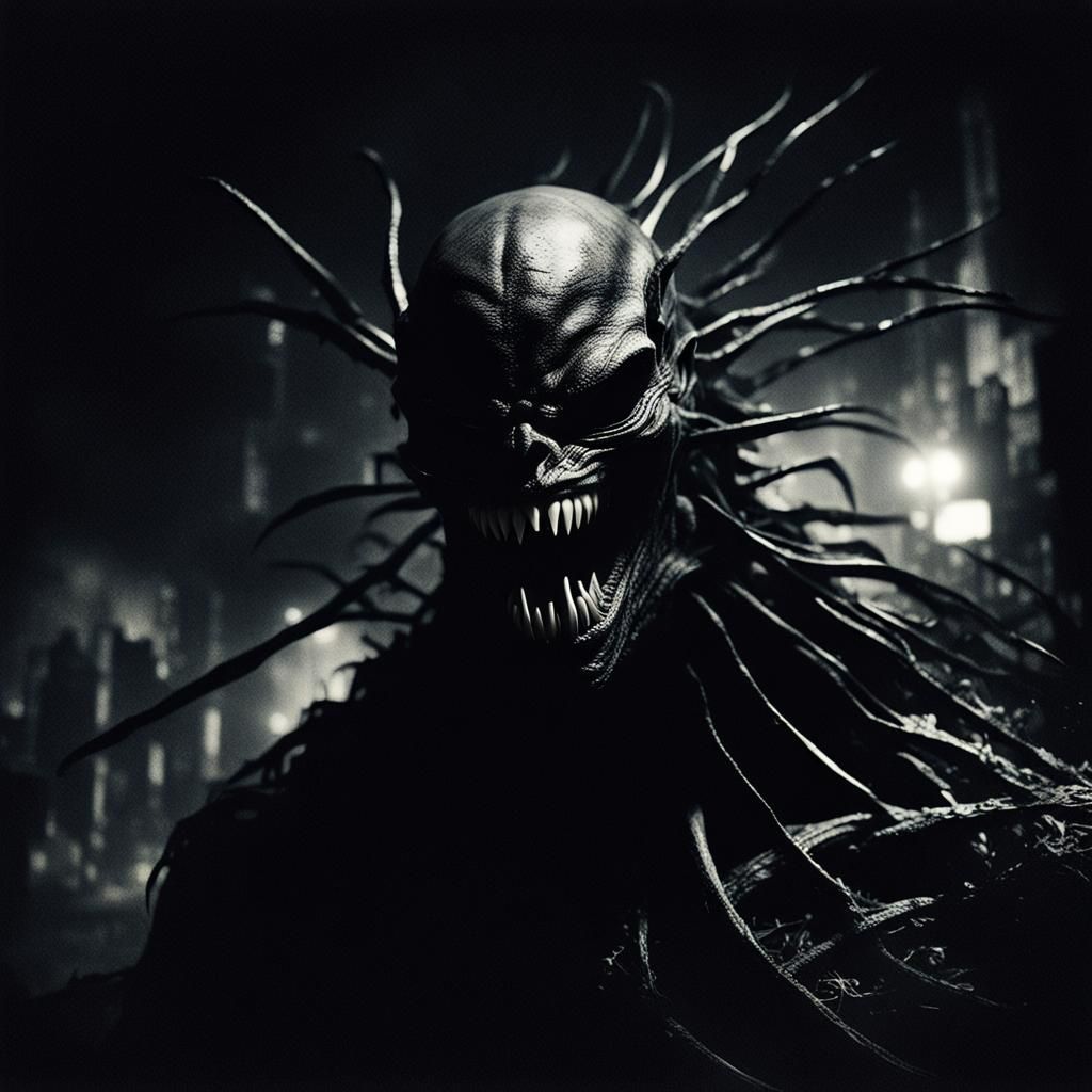 Sonic Symbiote in Neo-Noir Pinhole Photograph