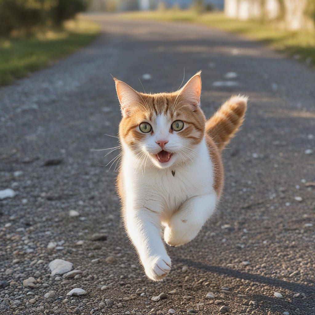 Feline Joy in Full Sprint