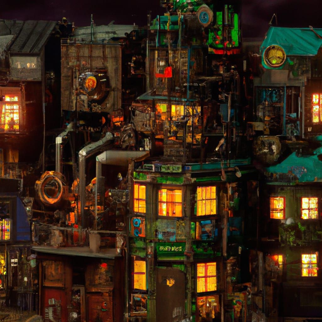 Breathtaking Miniature Steampunk City at Night