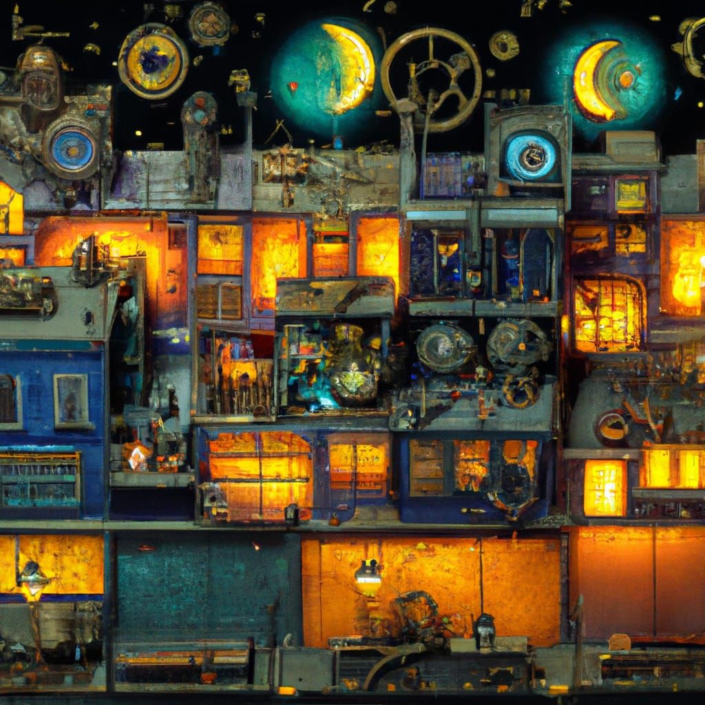 Breathtaking Miniature Steampunk City at Night