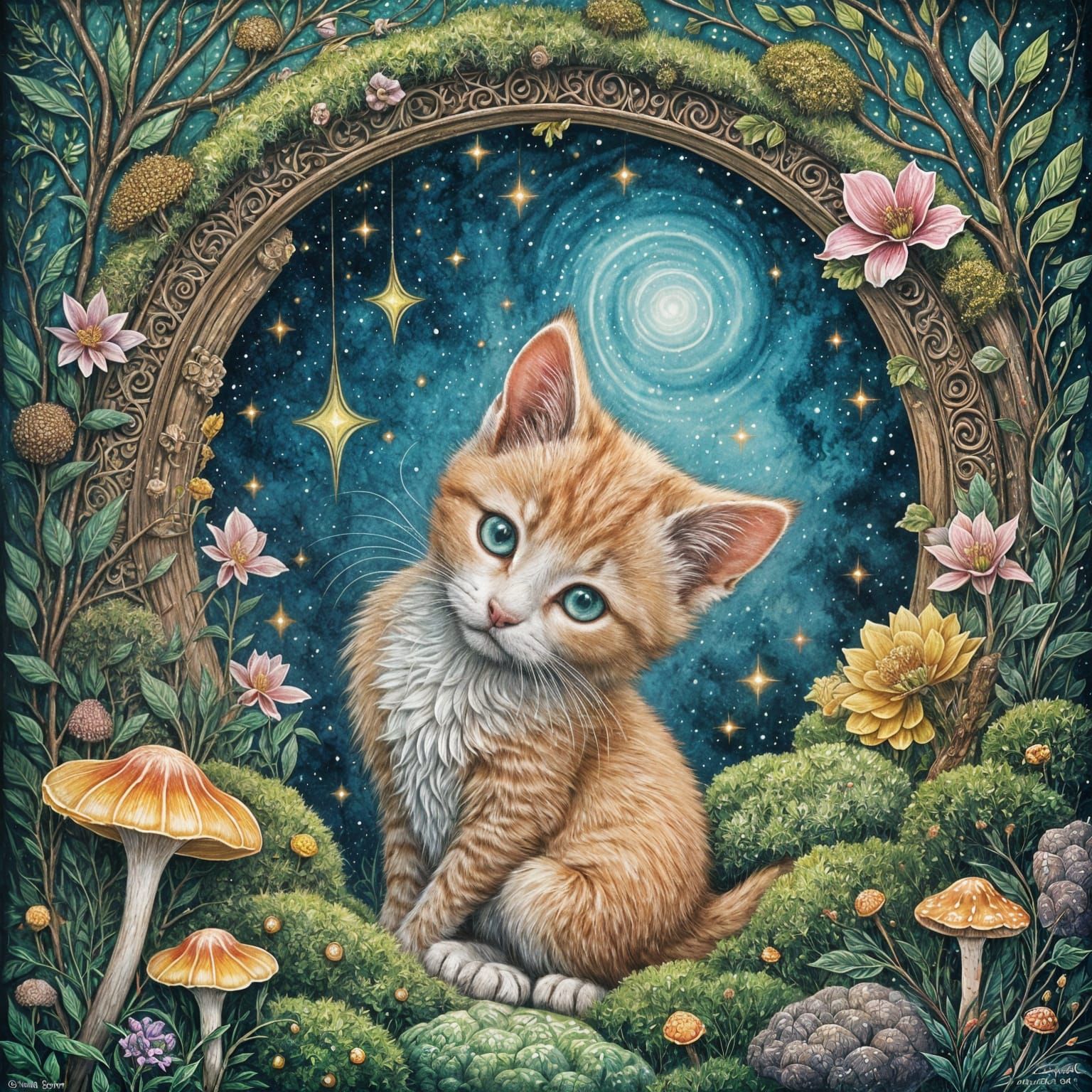 Playful Kitten Finds Ethereal Portal in Ancient Archway