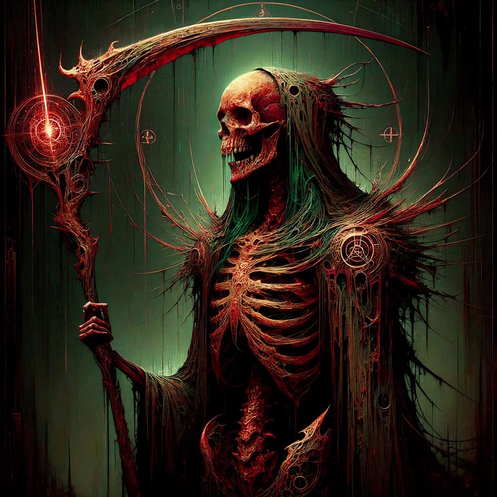 Death Deity in Shadow-Infused Gothic Sanctuary