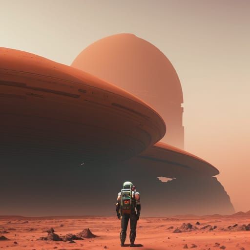 Utopian Future: Person on Mars in Digital Art
