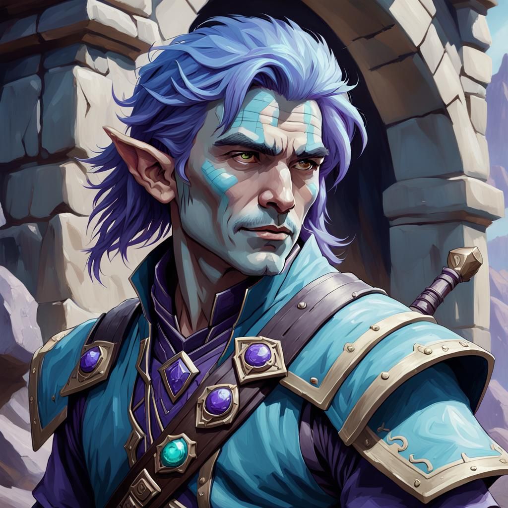 Half-Elf Bard Portrait in Oil Painting Style