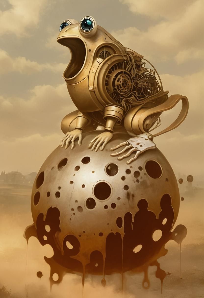 Cybernetic Toad in Abandoned Cathedral, Photorealistic Portr...