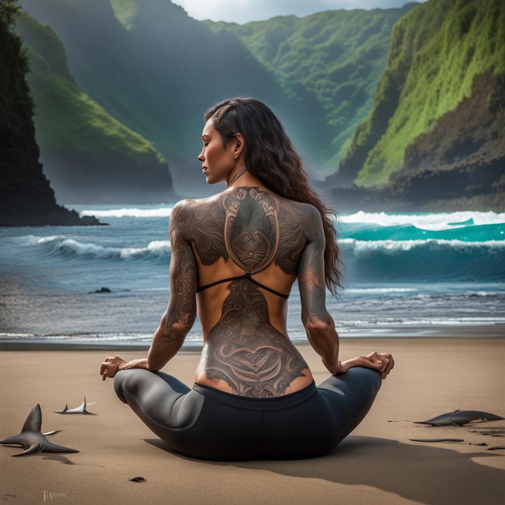 Hawaiian Model Portrait on Black Sand Beach