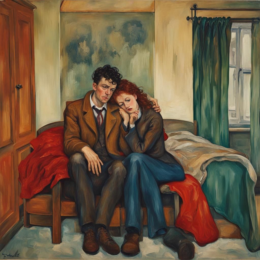 Passionate Love in Warsaw, Expressionist Painting Style