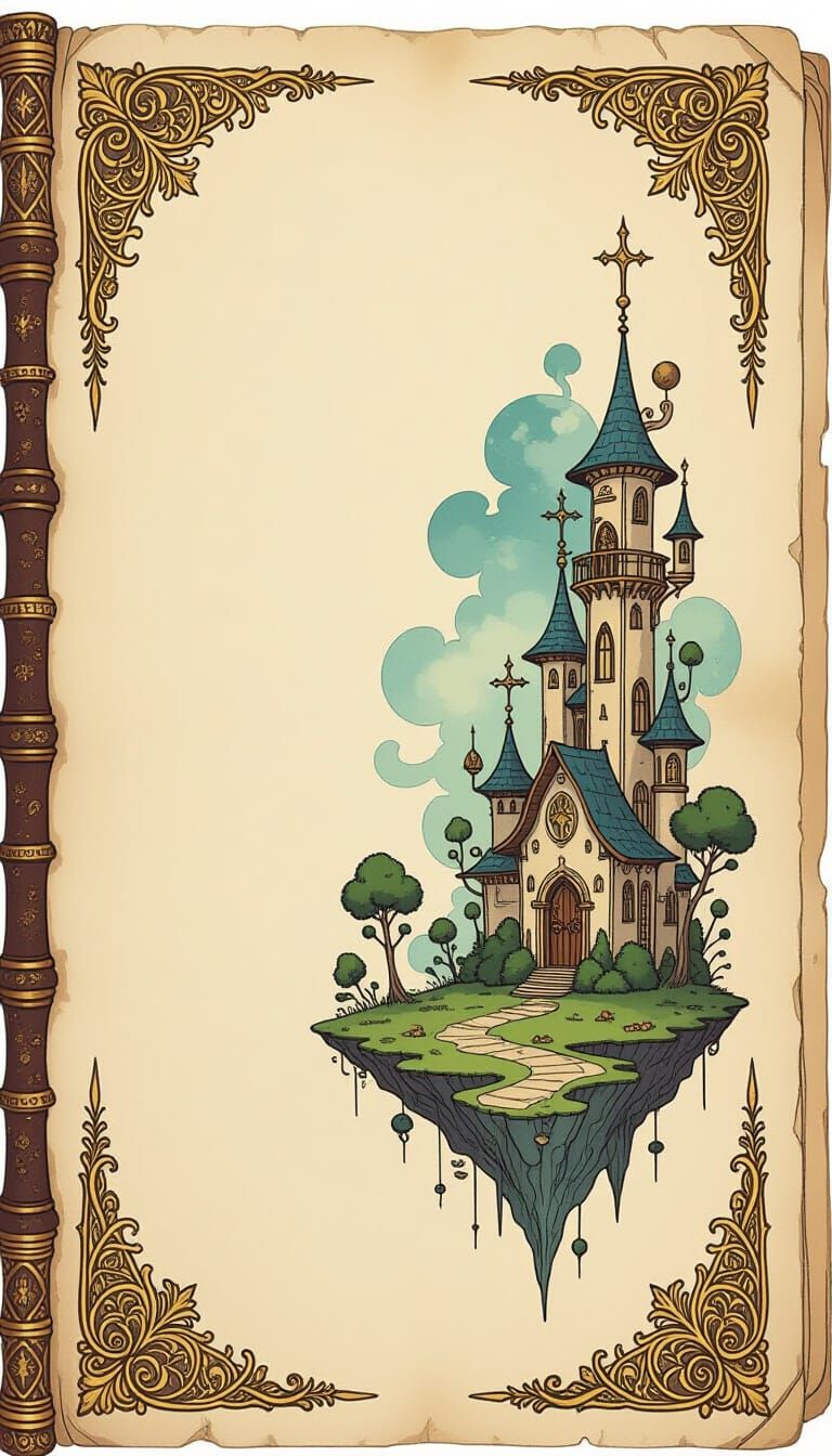 Mystical Manuscript with Golden Embellishments