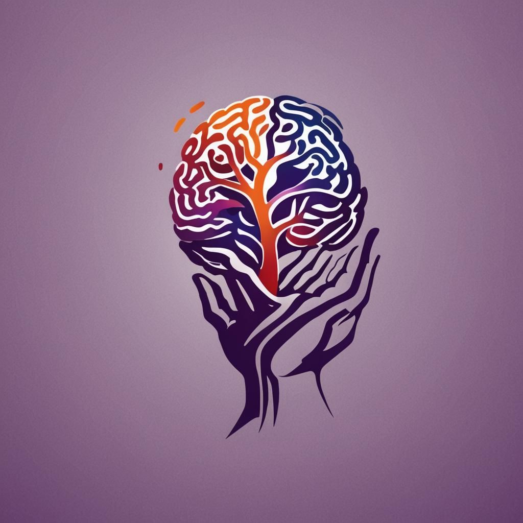 Physiotherapy Clinic Logo with Hand, Spine, and Brain