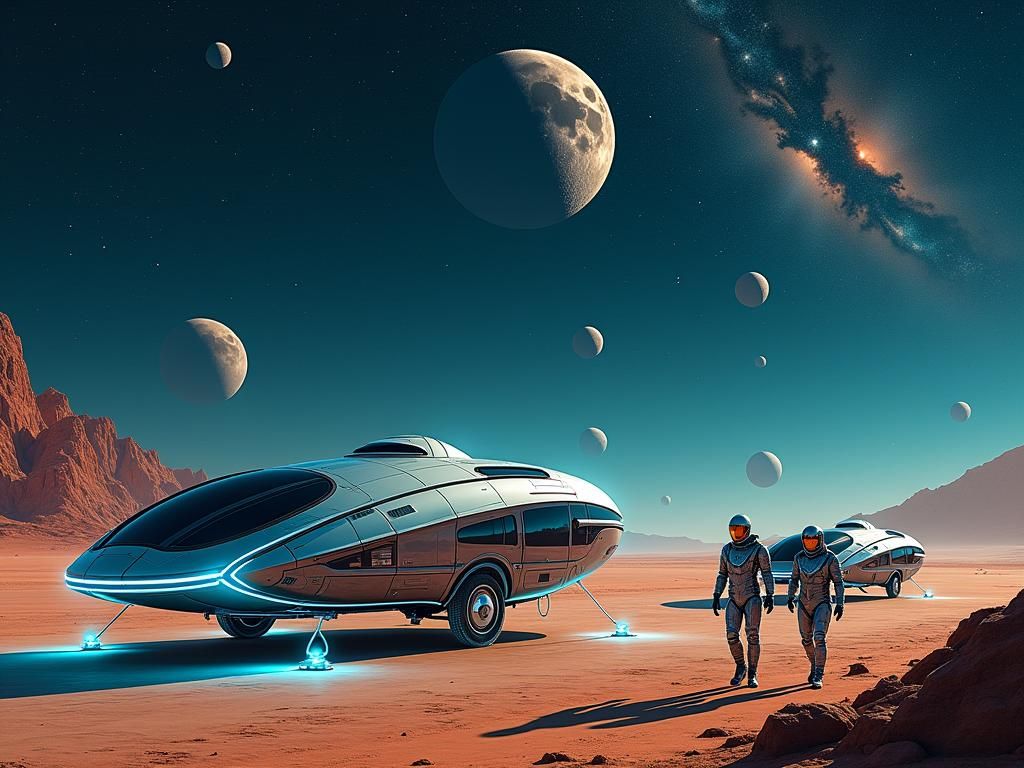 Futuristic RV Caravan Park on Alien Planet