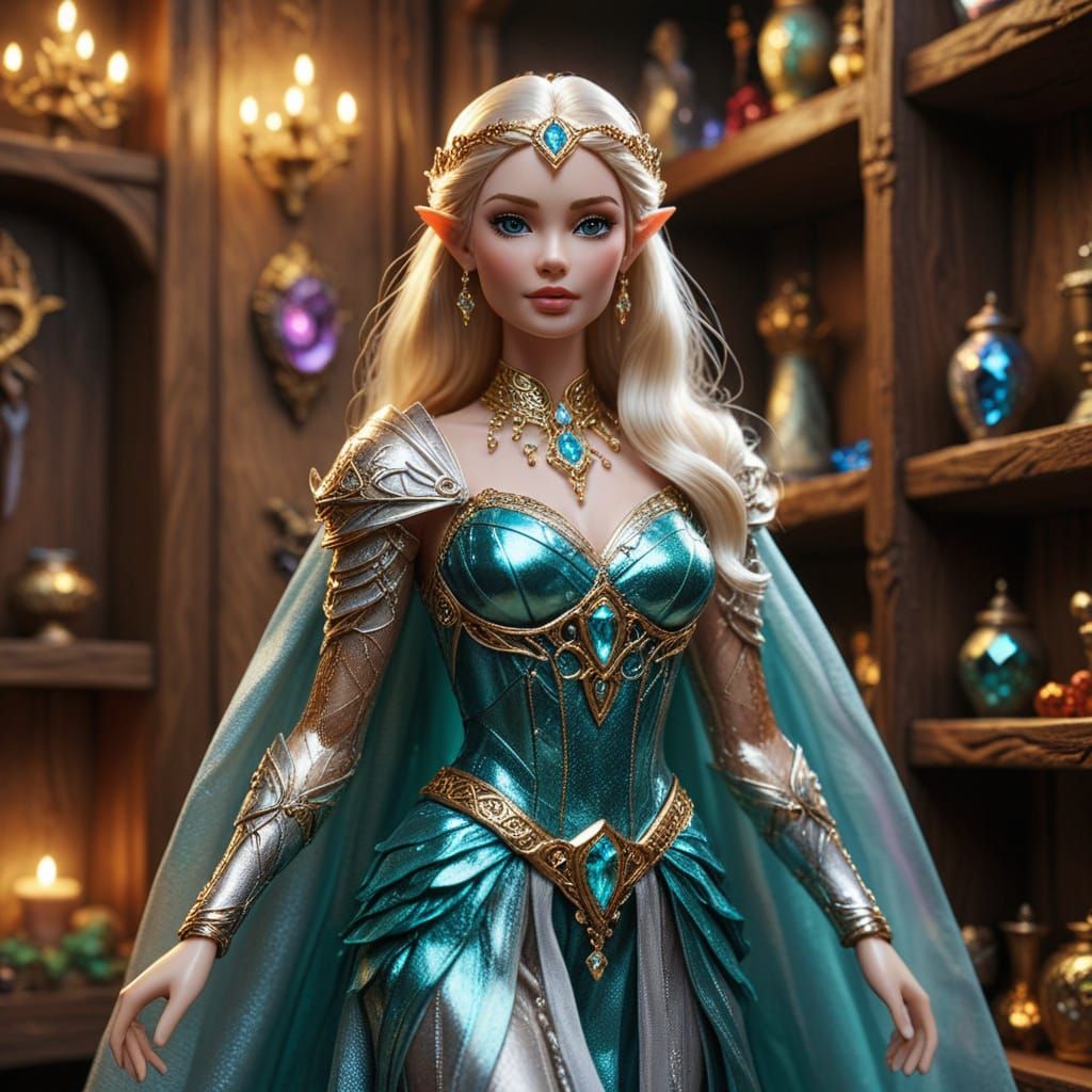 Galadriel Barbie Doll Collectible in Golden Packaging