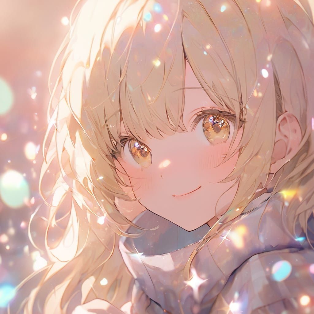 Blonde Anime Girl in Moé Style with Gingham Skirt