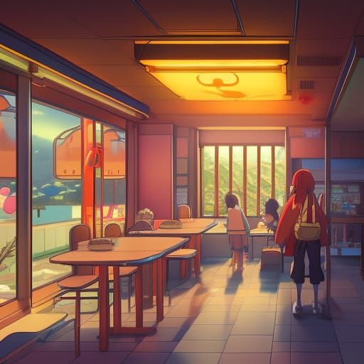 McDonald's in Studio Ghibli Anime Style