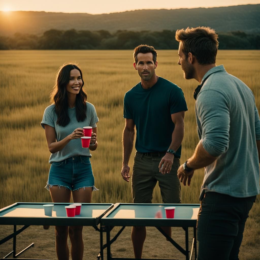 Munn and Reynolds Play Beer Pong at Sunset
