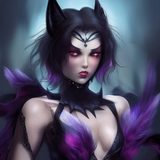 Mischievous Imp Lounging on Velvet Cushion in Dark Fantasy S...