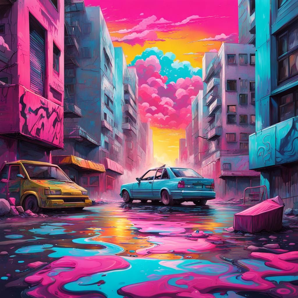 Colorful Vaporwave Graffiti Art in Ultra Quality