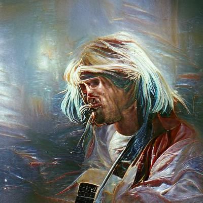 Kurt Cobain Portrait in Oil Painting Style