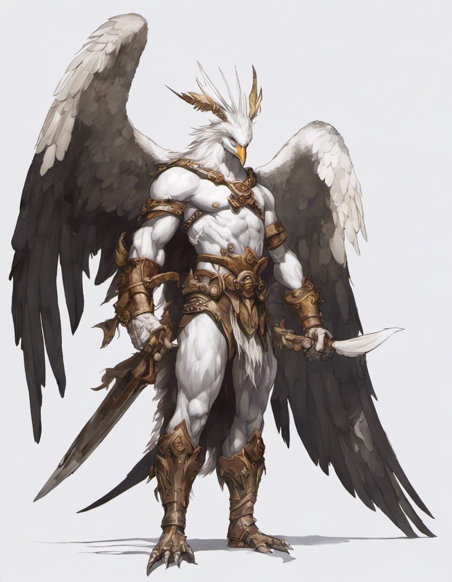 Armored Wereseagull Warrior with Harpoon