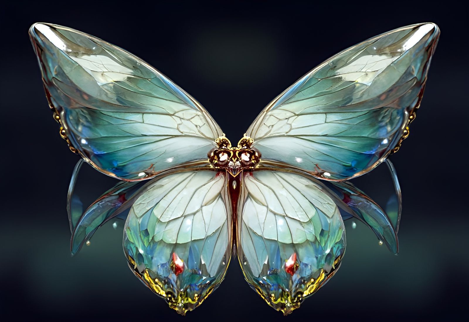 Ornate Crystal Butterflies in Art Nouveau Style