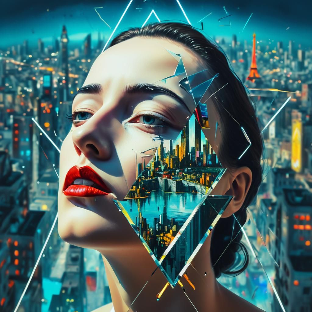 Futuristic Woman Portrait in Surrealist Digital Art Style
