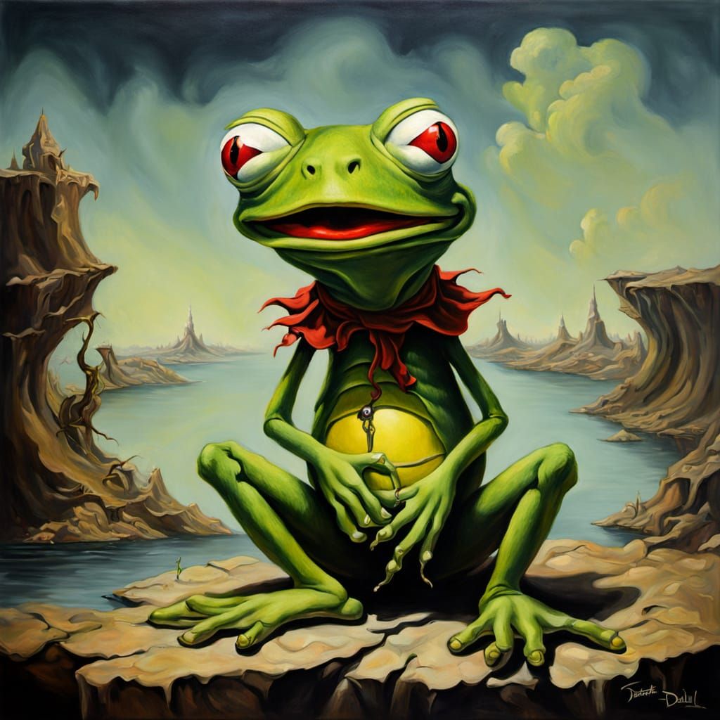 Evil Kermit Frog Surrealist Masterpiece