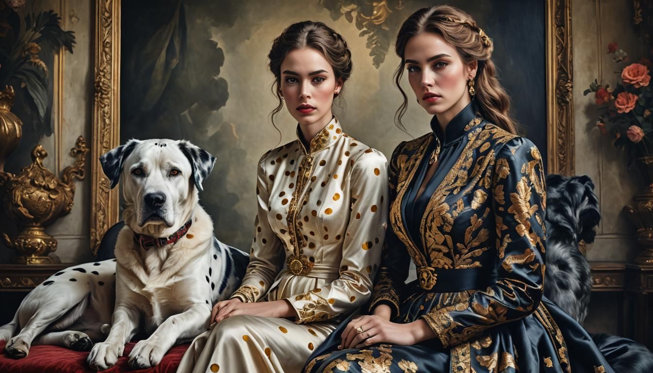 Woman and Dog: Hyperrealistic Digital Matte Painting