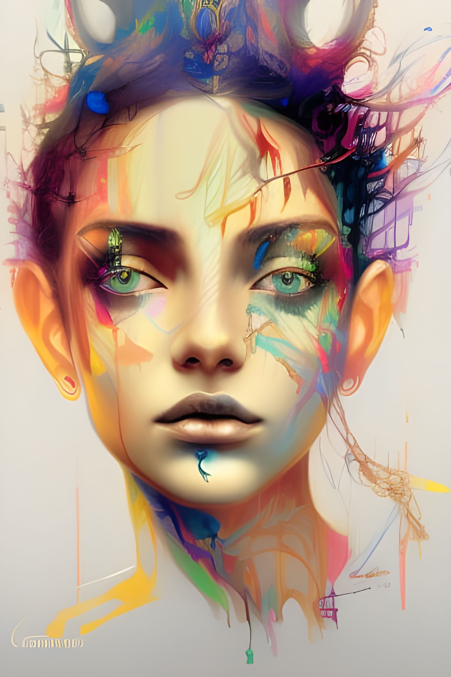 Celestial Goddess Beauty in Oil Painting