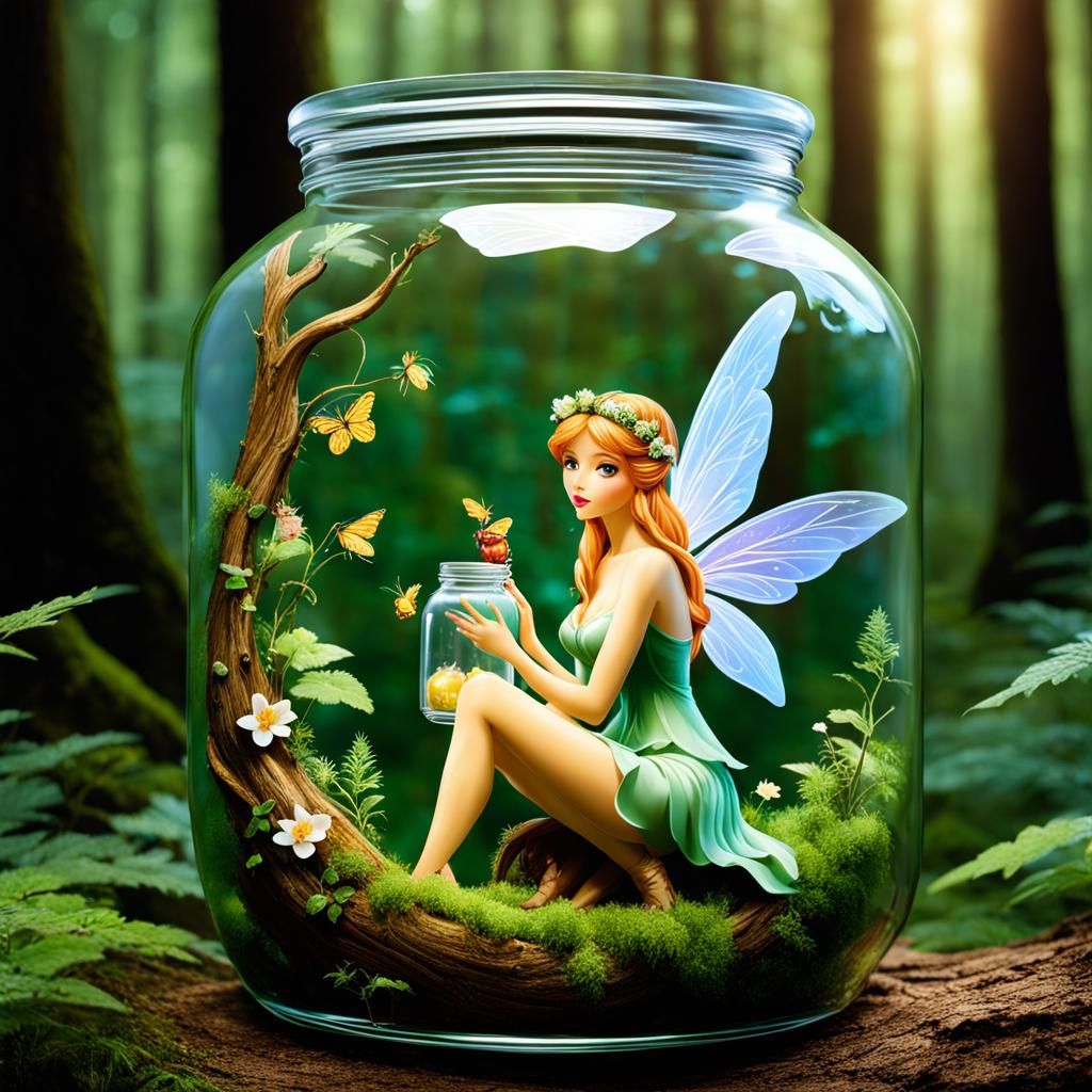 Fairy in a Jar Within a Jar, Forest Scene