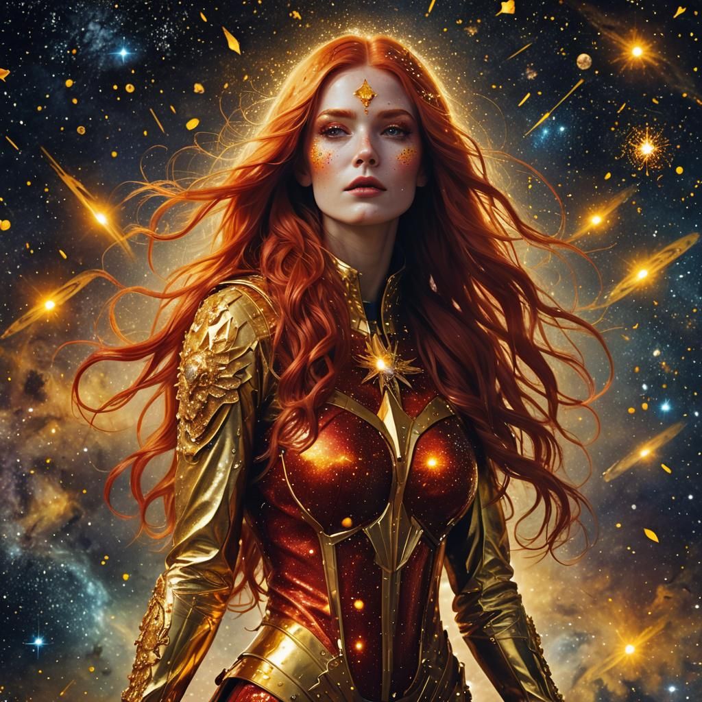 Mystical Miss Sun Portrait in Comic Book Style