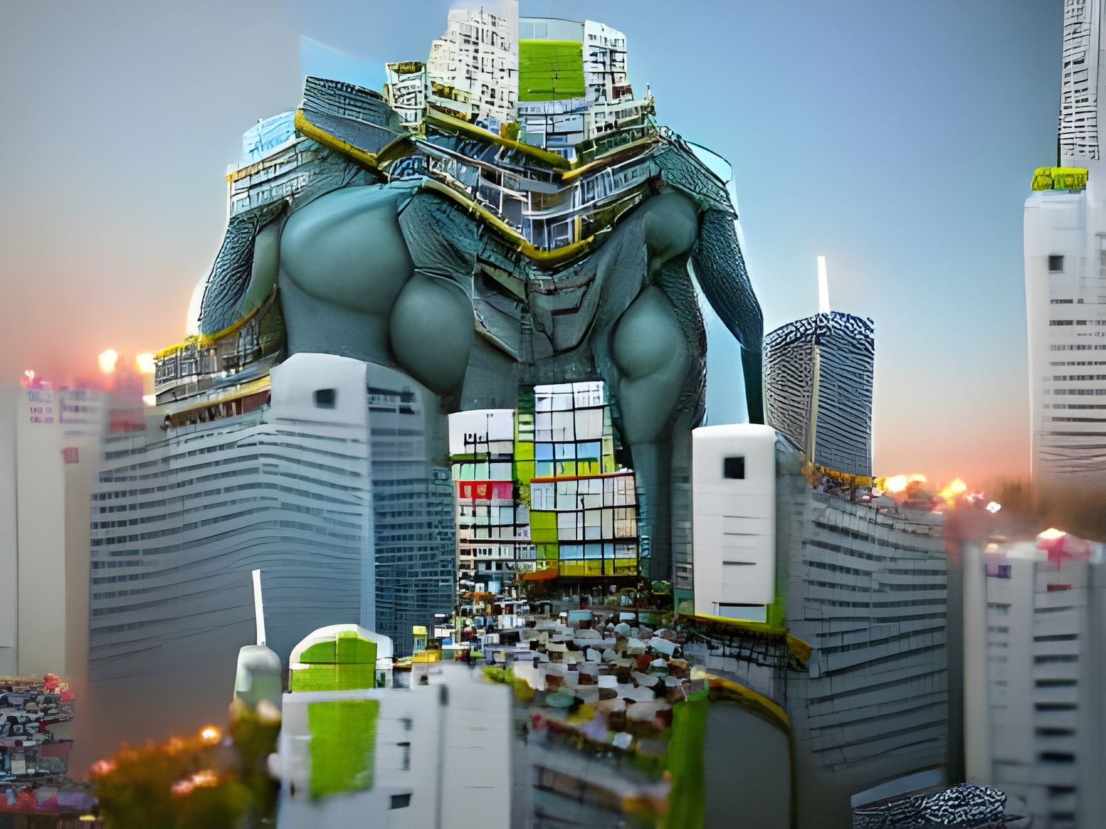 Android Builds Futuristic City: Cel-Shaded Concept Art