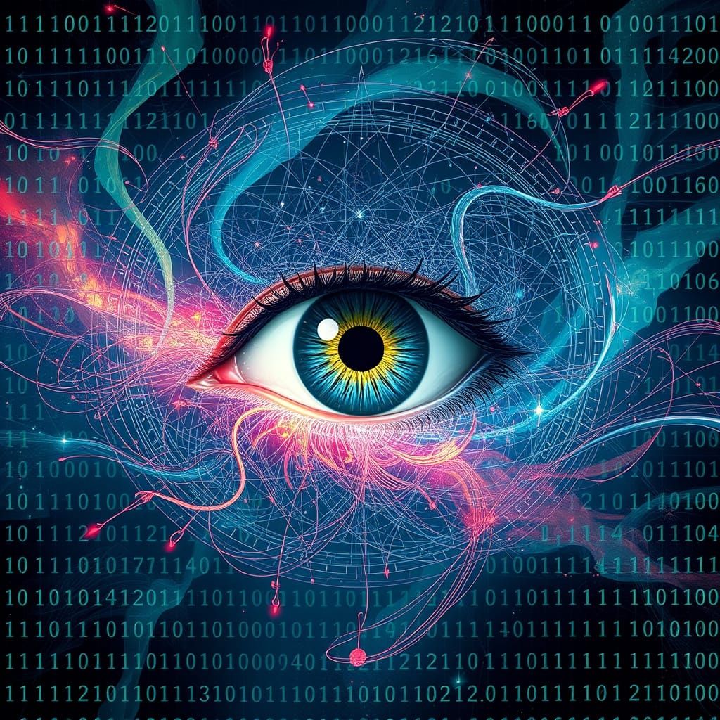 Mesmerizing Eye of the Matrix in Holographic Astral Illustra...