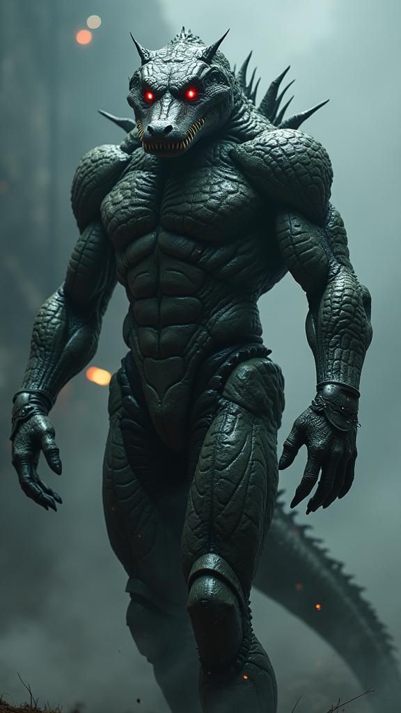 Cyborg Crocodile Warrior in Futuristic Exosuit